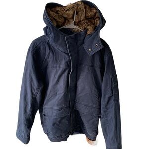 Hollister Women’s Winter Coat Faux Fur Lined Hooded Size Large